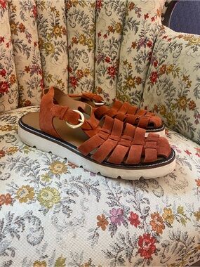 Anthropologie Women’s Size 40 Fisherman Sandal Chunky Sole Brown Summer Casual